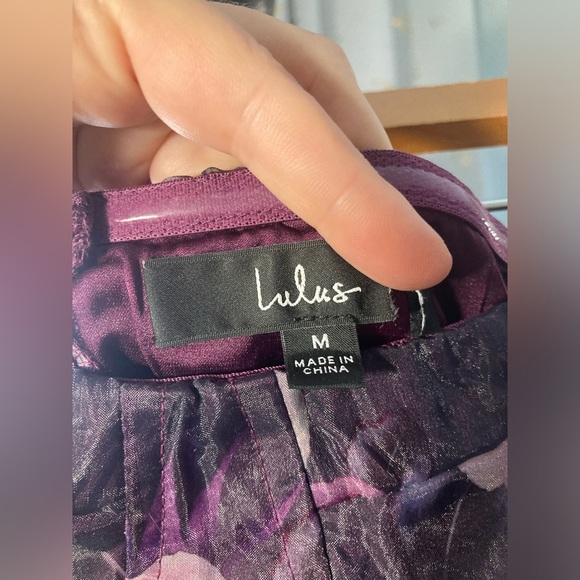 LULUS size M strapless purple flower chiffon evening gown. - Picture 3 of 8